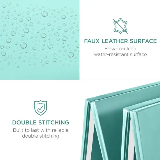 Best Choice Products 10ftx4ftx2in Folding Gym Mat 4-Panel w/ Carrying Handles & Folding Balance Beam Aqua w/Beam {5}