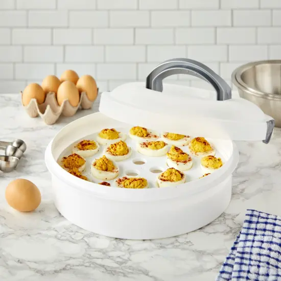 Round Dessert Carrier with Lid and Handle, 12 Inch Container for Cheesecake, Pie, Cupcakes (White, 12x4in) {4}