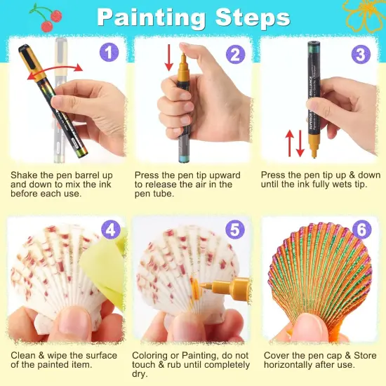 JDiction Metallic Permanent Markers, 7 Colors Glitter Metallic Markers, High Gloss, Waterproof, Scrapbook Supplies, Resin Crafts Supplies, Metallic Paint Pens for Crafts, DIY, Painting {5}