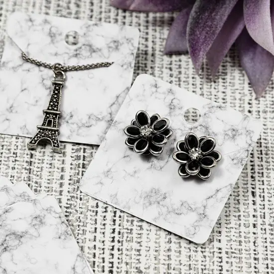 Jewelry Display Cards in Marble Design (2 x 2 Inches, 300-Pack) Grey {3}