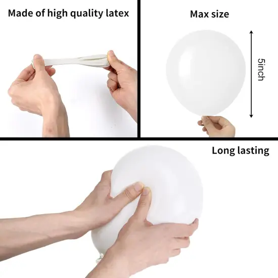 5 Inch 120pcs White Latex Party Balloons, Thicker White Balloons for Birthday Wedding Baby Shower Graduation Anniversary Party Decorations {3}