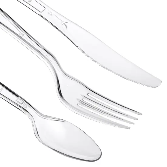 180 Pack Clear Plastic Silverware, Disposable Cutlery Utensils with Spoons, Forks and Knives, Heavy Duty Flatware Set for Parties & Events {7}