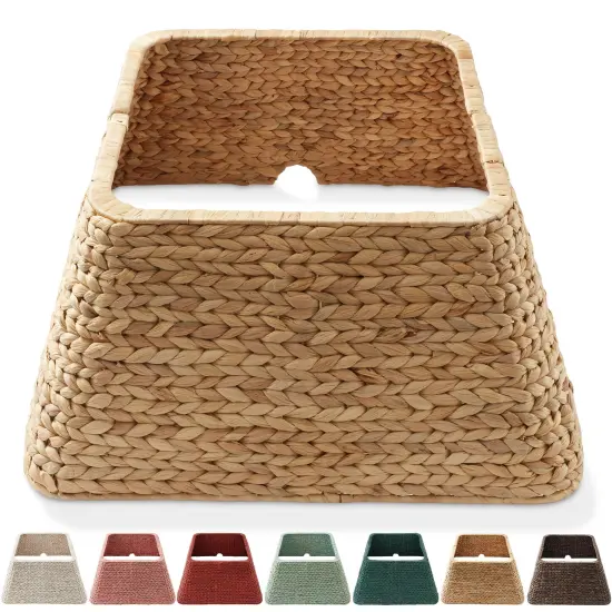 Casafield 22-Inch Christmas Tree Collar, Water Hyacinth Woven Tree Square Base Cover with Cord Cut Out, {7}