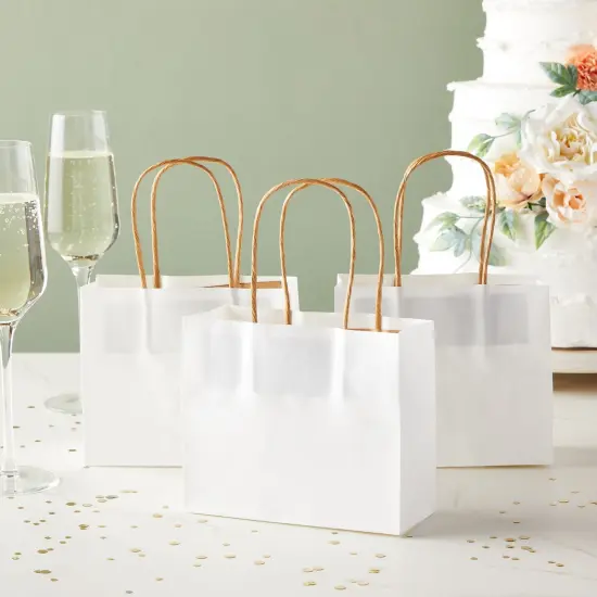 50 Pack Small Gift Bags With Handles, 6 x 5 x 2.5 Inch Thank You Bags for Baby Shower, Birthday Party White {2}
