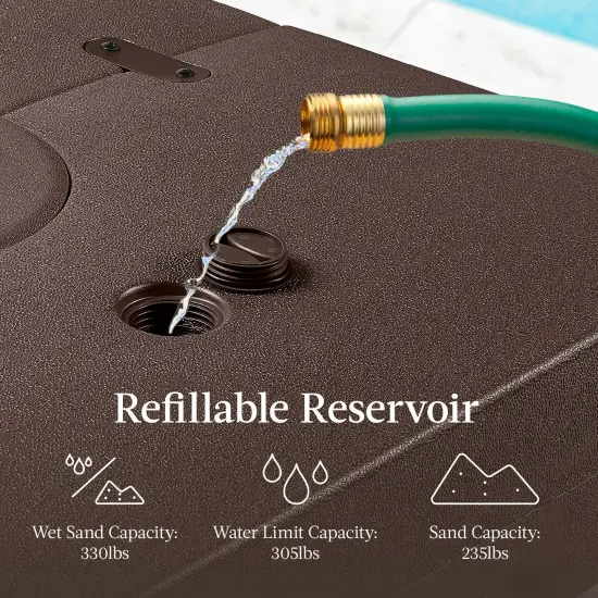 Best Choice Products 330lb Capacity Fillable Heavy-Duty Outdoor Cantilever Umbrella Base w/ Easy-Fill Spouts Brown {6}