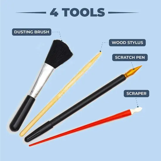 Rainbow Scratch Paper Kit, Whimsical Castle CityScape, Sketch DIY Art Craft, 2 Pcs Castle Designs, 2 Blank Sheets, 4 Tools (16.3 x 11 In) Black {6}