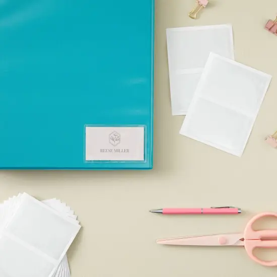 100-Pack Clear Business Card Pockets Holders 3.75x2 In, Self-Adhesive Side Load Plastic Protector, Sleeves Labels, Bulk Set for Storage, Organization, Labeling Bins, Folders, and Files {3}