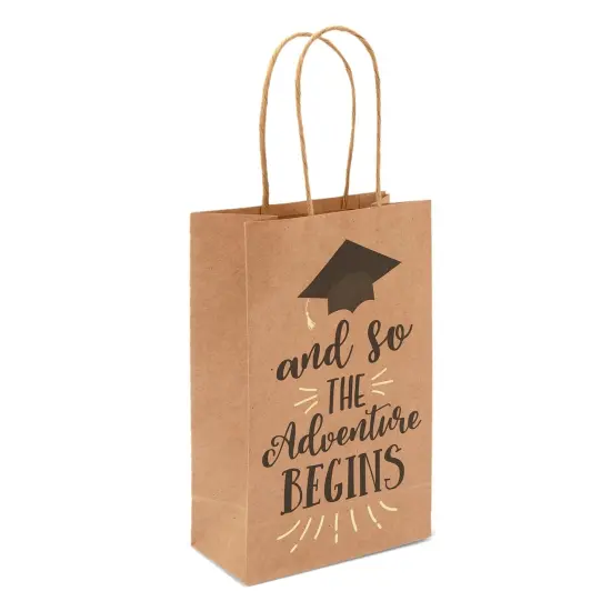 24 Pack Graduation Party Favor Gift Bags with Handles, Class of 2025 Grad Supplies, 4 Designs (9 x 5.3 x 3.1 In) {6}