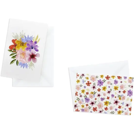 48-Pack All Occasions Cards with Envelopes, 6 Watercolor Floral Peacock Feather Designs, Blank Insides for Anytime, Birthdays, Wedding, 4x6 Multicolor {7}