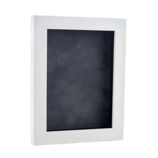 Classic White Wood Shadown Box Frame with Acrylic Front - Dark Grey Suede Backing, 30 Sizes {2}