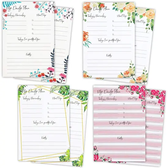Calendar Sticky Notes for Monthly, Weekly, and Daily in Floral Print (8 Pack) Red {1}