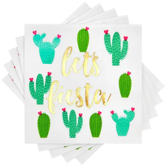 50 Pack Let’s Fiesta Taco Napkins for Party, Cinco De Mayo Party Decorations, Paper Margarita Napkins (5x5 In) {2}