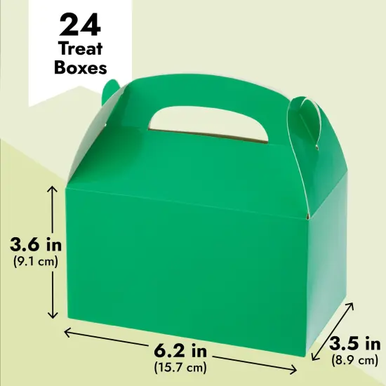 24-Pack Green Gable Boxes - Green Party Boxes for Kids Birthday, Party Favors, Candy, Goodies, Treats (6.2x3.5x3.6 In) {4}