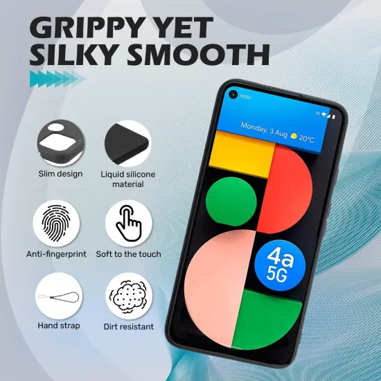 Insten Liquid Silicone Case For Google Pixel 4a 5G (2020)(NOT For Pixel 4a) Soft Microfiber Lined Full Body Protective Slim Cover, Black {2}