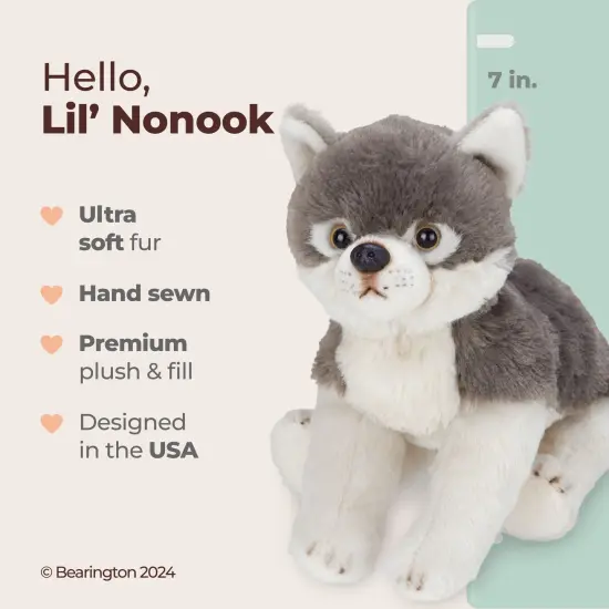 Bearington Lil' Nanook Small Plush Stuffed Animal Grey Wolf, 7 inches, For Ages 3-14 {2}
