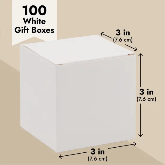 100-Pack White 3x3x3 Gift Boxes with Lids for Candles, Ornaments, Crafts, Party Favors, Cupcakes, Holiday, Birthday, Baby Shower, Bridesmaid and Groomsmen Proposal, Easy Assemble {4}