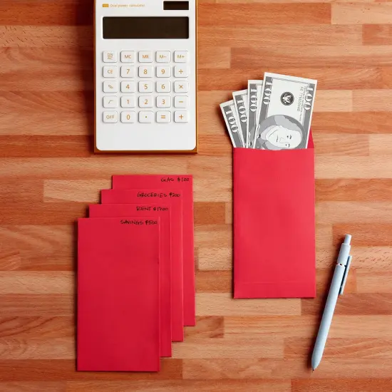 100 Pack Red Money Envelopes for Cash, Coins, Saving, Budgeting (Small, 3.5x6.5in) {4}