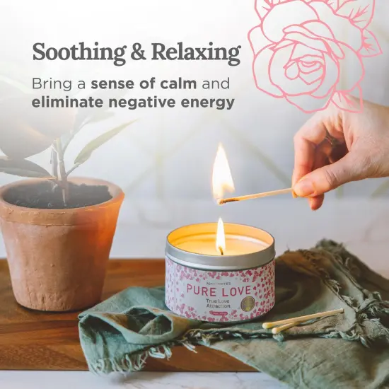 Magnificent 101 Long Lasting Pure Love Aromatherapy Tin Candle | 6 Oz - 35 Hour Burn | All Natural Soy Wax with Sage, Rose, Lavender for Energy Cleansing, Purification, Manifestation Multicolor {4}