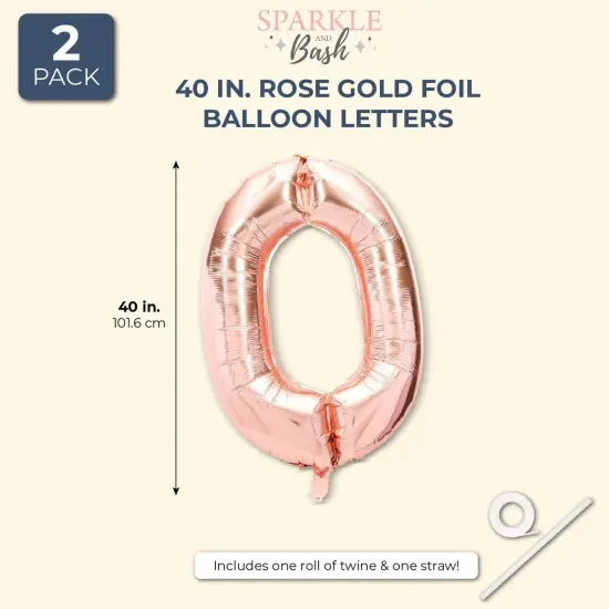 Rose Gold Foil Letter O Party Balloons (40 in, 2 Pack) Pink {2}