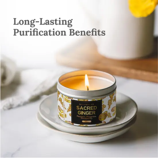 Magnificent 101 Long Lasting Sacred Ginger Scented Candle | 6 Oz - 35 Hour Burn | Soy Wax Candle for House Energy Cleansing & Manifestation | Passion Fuels Growth, Fosters Prosperity Multicolor {2}