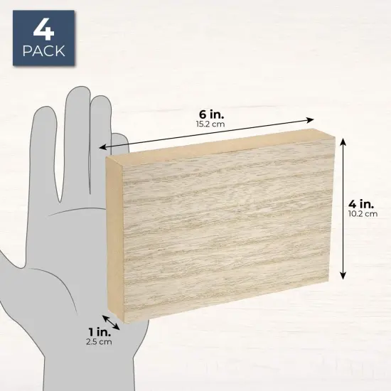 Bright Creations 4 Pack Unfinished Wood Blocks, 4x6 Wood Blocks for Crafts, Rectangle Thick MDF Wood Blocks for DIY Projects, Wooden Blocks for Crafts, Custom Plaques, Decor Brown {6}