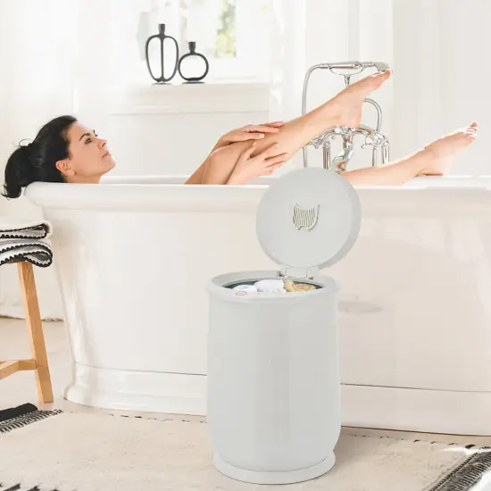 21 Liter Portable Spa Bathroom Bucket Towel Warmer with Fragrance Holder and Handle Gray {3}