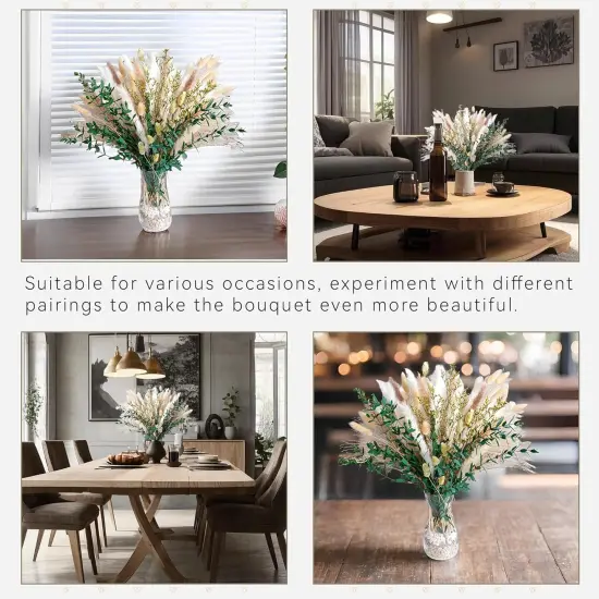 Green Pampas Grass Bouquet &ndash; Boho Home & Wedding Floral Arrangements &ndash; Dried Pampas Grass Decor for Living Room, Fireplace, and Modern Farmhouse {4}