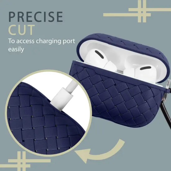 Weave Pattern Case Compatible With AirPods Pro, Soft TPU Skin Cover with Keychain For Girls Boys Men Women (Support Wireless Charging) Blue, by Insten {5}