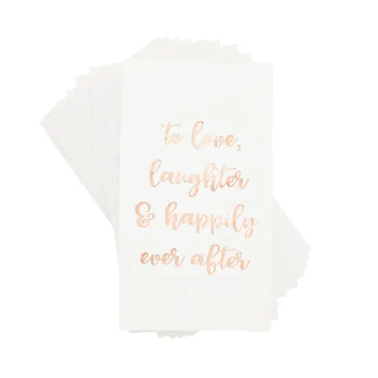 100 Pack Wedding Napkins with Gold Foil Lettering, To Love, Laughter and Happily Ever After (White, 4 x 8 In) Multicolor {5}