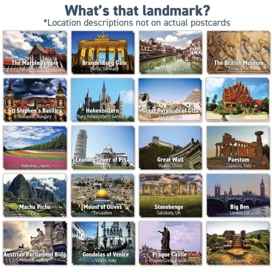 40 Pack Bulk Travel Postcards From Around the World for Mailing, 20 Assorted Designs (4 x 6 In) Multicolor {2}