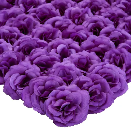 Bright Creations 50 Pack Purple Roses Artificial Flowers Bulk, 3 Inch Stemless Fake Silk for Decorations, Wedding, Faux Bouquets {1}