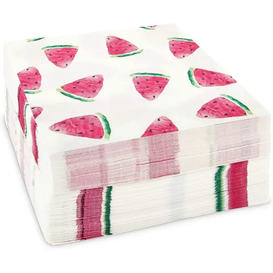 100-Pack Fruit Cocktail Napkins, Summer Party Decorations (Watermelon Design, 5x5 in) {6}