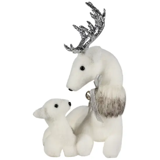 Northlight Laying Reindeer Mom and Calf Christmas Figurine - 11.5" White {3}