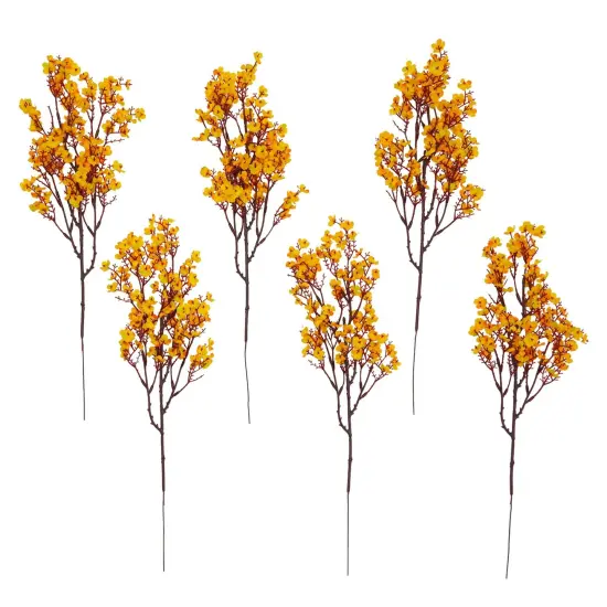 6 Pack Silk Artificial Baby's Breath Flowers with Stem, Babies Breath Faux Flower Bouquet, Fake Floral Arrangement for Table Centerpiece Decorations (20 in, Orange) {4}