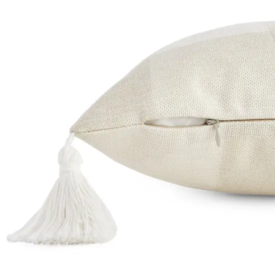 Set of 4 Plaid Throw Pillow Covers, 18x18 Inch Decorative Farmhouse Pillow Cases with Printed Designs and Tassels Multicolor {4}