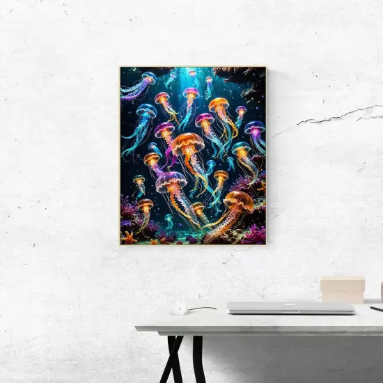 Paint By Numbers Kit For Adults Beginner, Colourful Jellyfish Adult Paint By Number Kits On Canvas Ocean Animal Adults' Paint-By-Number Kits Diy Oil Painting Kits For Gift Home Wall Decor 16x20 Inch {4}