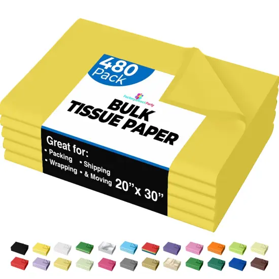 Tissue Paper for Gift Bags -20" X 30" Bulk Tissue Paper Dark Blue 480 Sheets - 10lb Newsprint for Packing, Birthday Gift Box Filler, Packing Supplies for Moving SuppliesYellow {1}