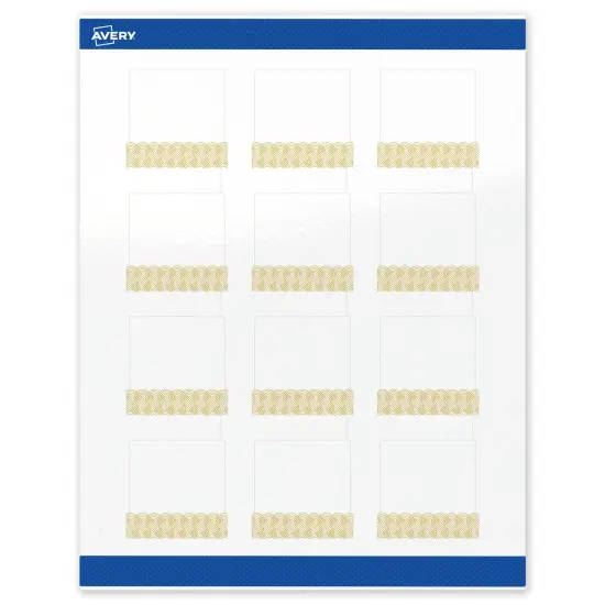 Avery Printable Square Labels with Sure Feed Technology, Pre-Printed Gold Lace Trim Pattern, Glossy White, 2" x 2", Laser & Inkjet Compatible, 120 Total, Great for Branding, Marketing, and Events {1}