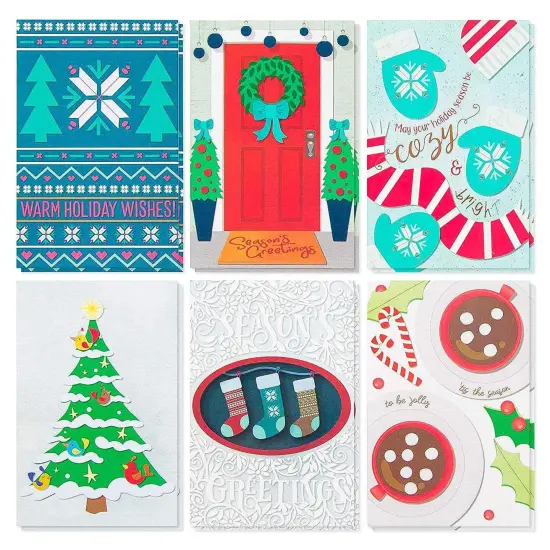 Sustainable Greetings 48 Pack Christmas Cards with Envelopes, 4x6 Bulk Set Festive Holiday Cards, Blank Inside, 6 Cozy Designs Multicolor {1}