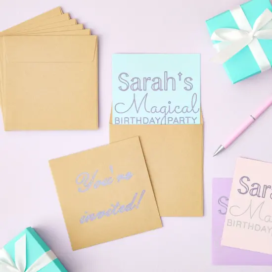 60 Pack Square Envelopes 5.5 x 5.5 Craft Invitations for Weddings, Baby Shower, Graduation Party Supplies, Small Businesses, Kraft Paper Material Envelopes, Brown {3}