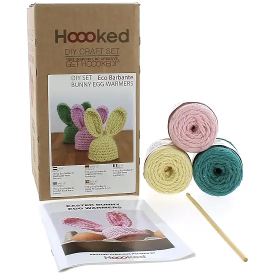 Hoooked Amigurumi DIY Kit W/Eco Barbante Yarn-Happy Easter Bunny Egg Warmers {1}