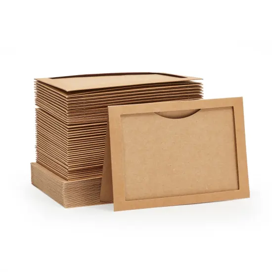 48 Pack Kraft Paper Photo Insert Cards with Envelopes, 4x6 Paper Frames, Photo Card Holder Inserts, Greeting Cards for Photos, Memories, Blank Inside (4 x 6 In) Brown {5}