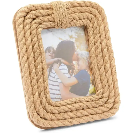 Okuna Outpost Jute Rope Picture Frame, Nautical Home Décor (11 x 5 Inch Frame) Brown {1}