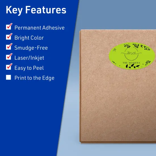 Avery Bright Green Paper Labels, 4.25" x 2.5" Oval {2}