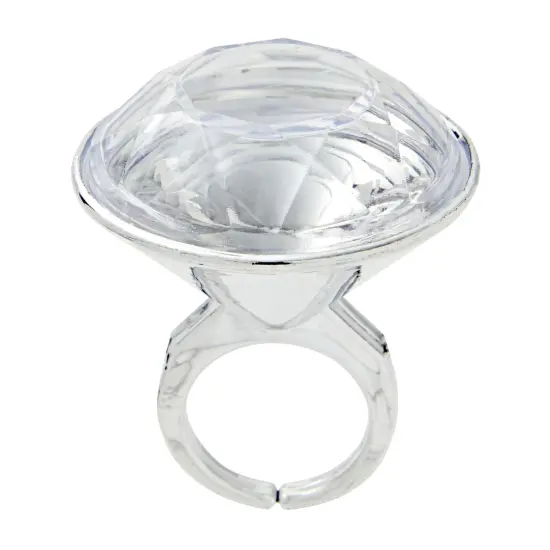 36 Pack Plastic Diamond Rings for Bridal Shower Game, Bulk Set for Bachelorette Party Favors (1 x 1.5 In) Silver {7}