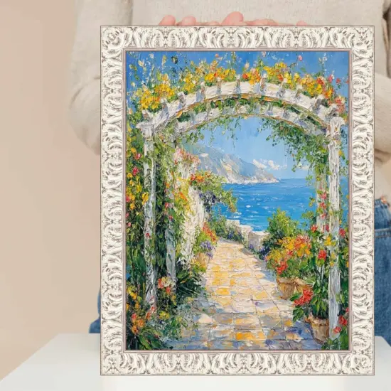 Vintage Ornate White Wash Picture Frame 16x16 frame {7}