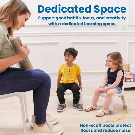 Bentwood Chair, 8in Seat Height, Stackable Seats, 2-Pack White Wash {3}