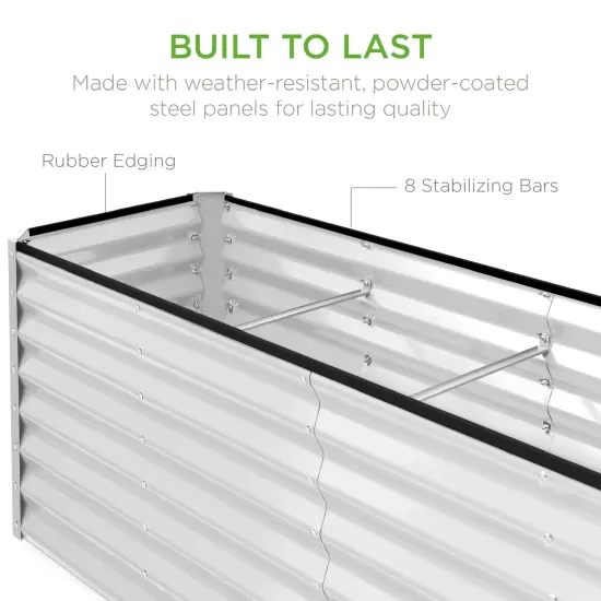 Best Choice Products 8x2x2ft Raised Metal Outdoor Garden Bed, Planter Box for Flowers, Vegetables, Herbs White {6}