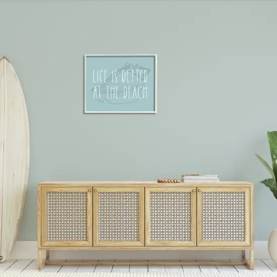 Stupell Industries Better at Beach with Shell Framed Giclee Art White Frame {2}