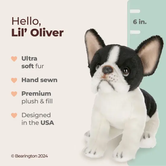 Bearington Collection Lil' Oliver The French Bulldog Stuffed Animal, 6 Inch Boston Terrier Dog Stuffed Animal, For Ages 3-14 Black {2}